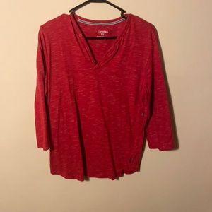 Express red 3/4 Sleeve Henley